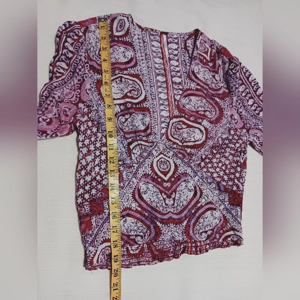 FREE PEOPLE Wild and Free Paisley Crop Top Pink Purple SP